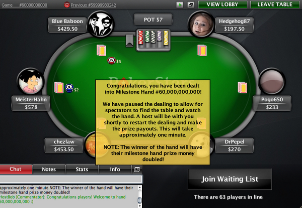 $102.090 in PokerStars‘ 60 milliardster Hand für „Pogo650“