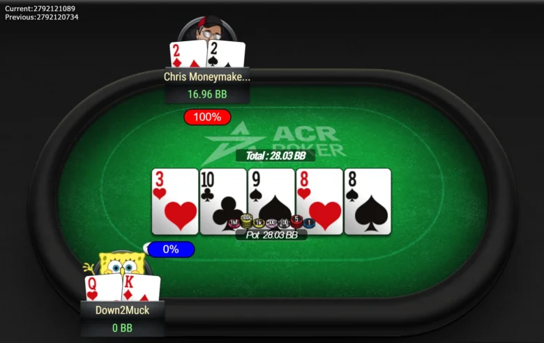 Die Anpassung zahlte sich aus. Nach 1,5 Stunden stand er Coleman im Heads-up mit kleinem Stackvorteil gegenüber.
