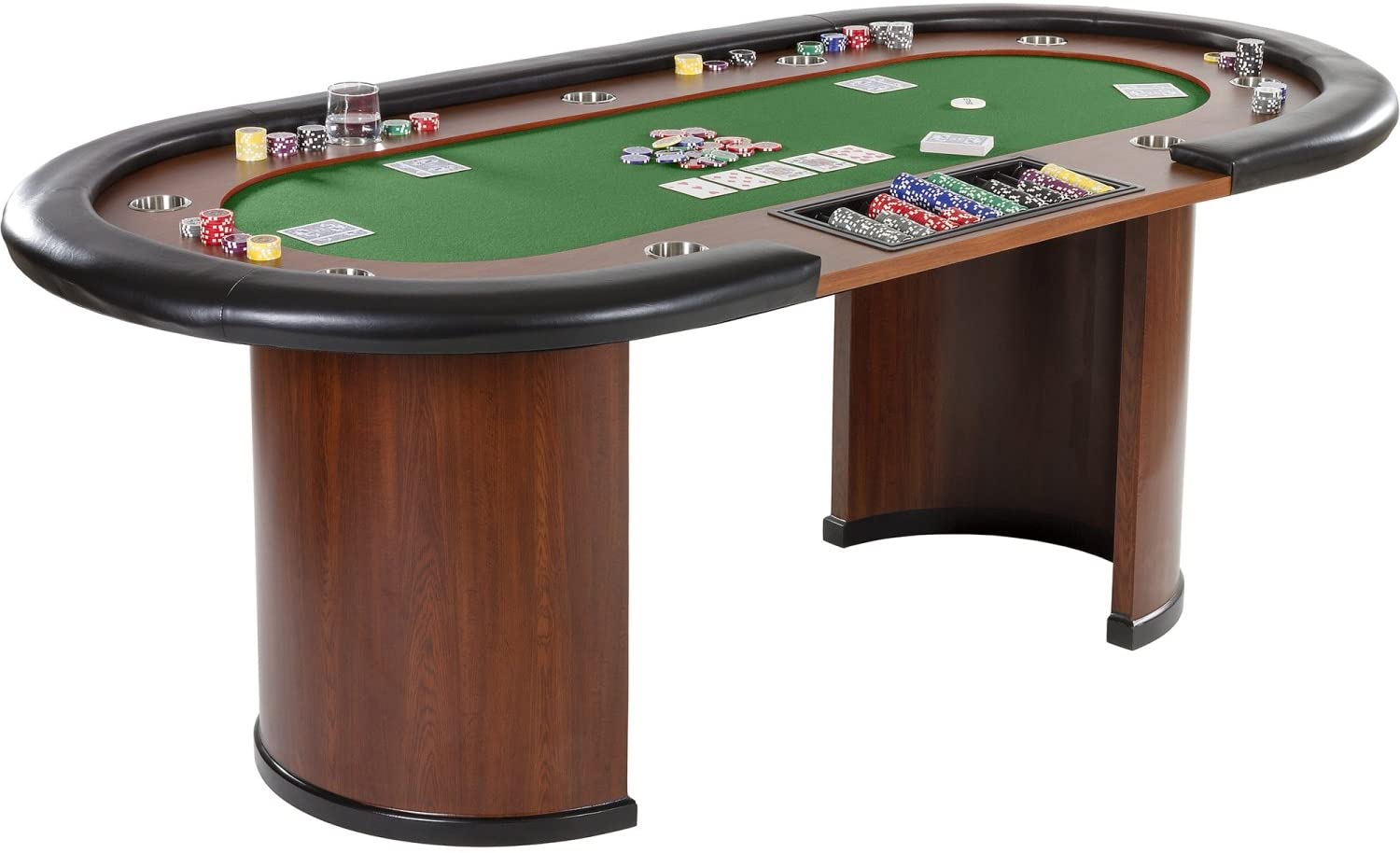 Pokertisch 9-Spieler 3-fach Klappbar Oval Grün Casino Poker Tisch 