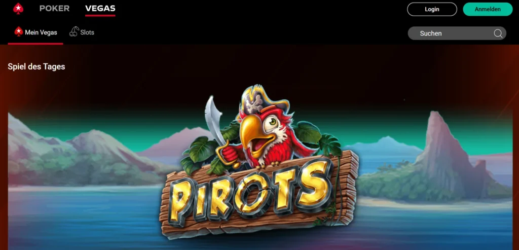 Die PokerStars Casino-Startseite mit Spielkategorien.