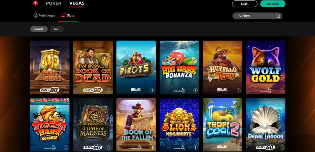 Eine große Auswahl an Spielautomaten im PokerStars Casino.