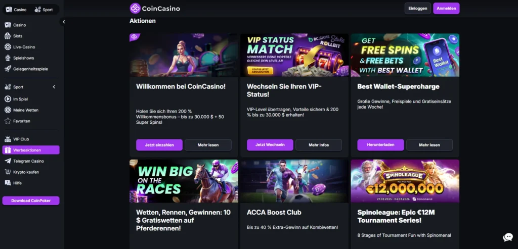 Boni und Aktionen bei CoinCasino