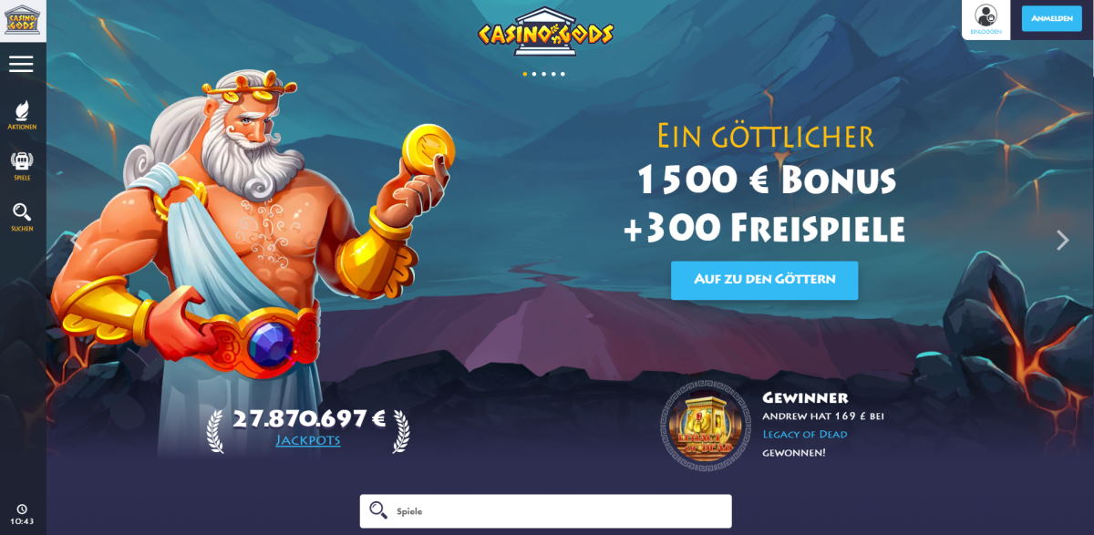 Startseite von Casino Gods