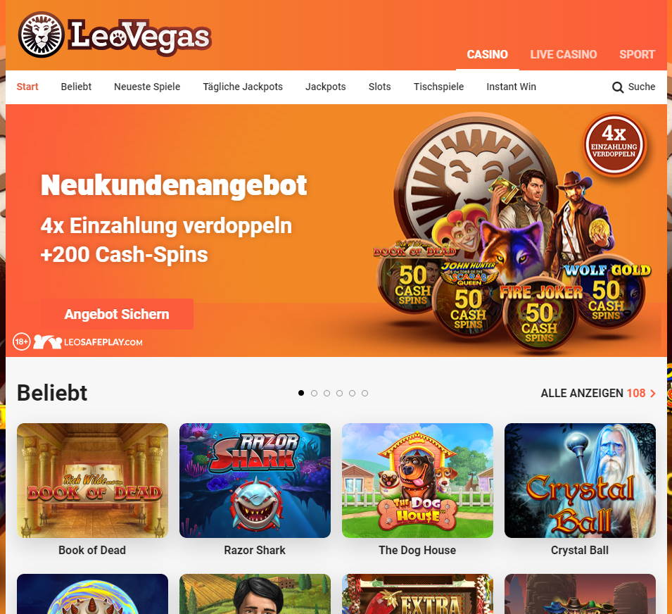 LeoVegas Startseite