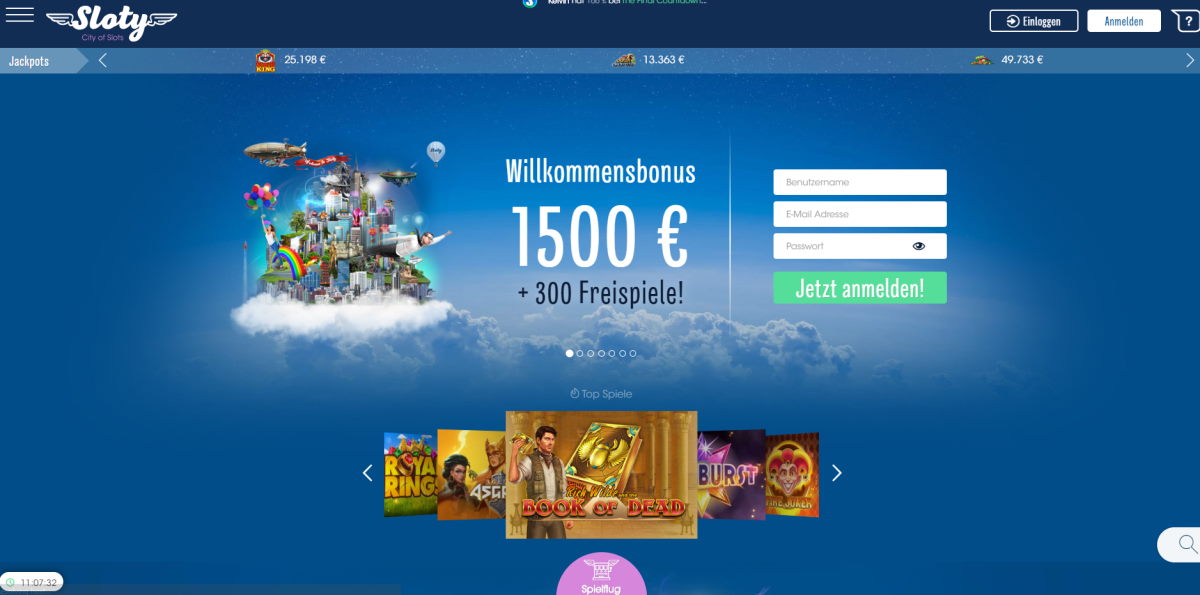 Startseite von Sloty
