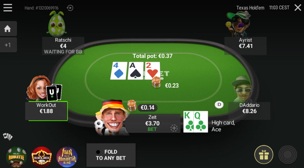 Unibet Cash Game Tisch