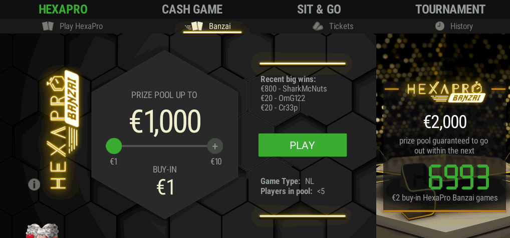 Unibet Hexapro Lobby