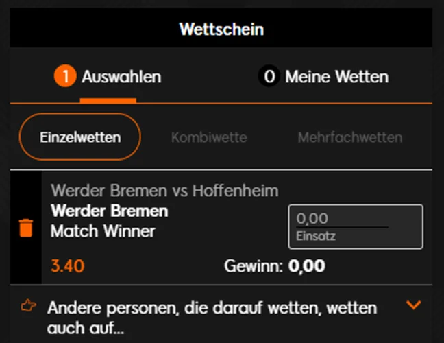 Erste Wette platzieren