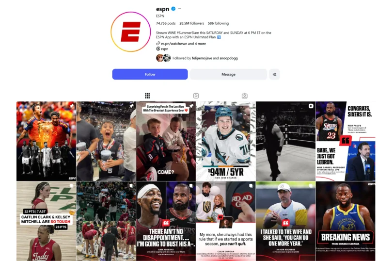 ESPN auf Instagram