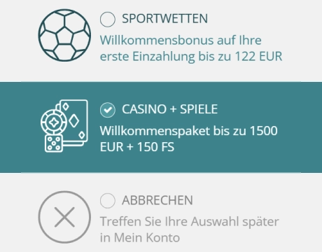 Bonus auswählen