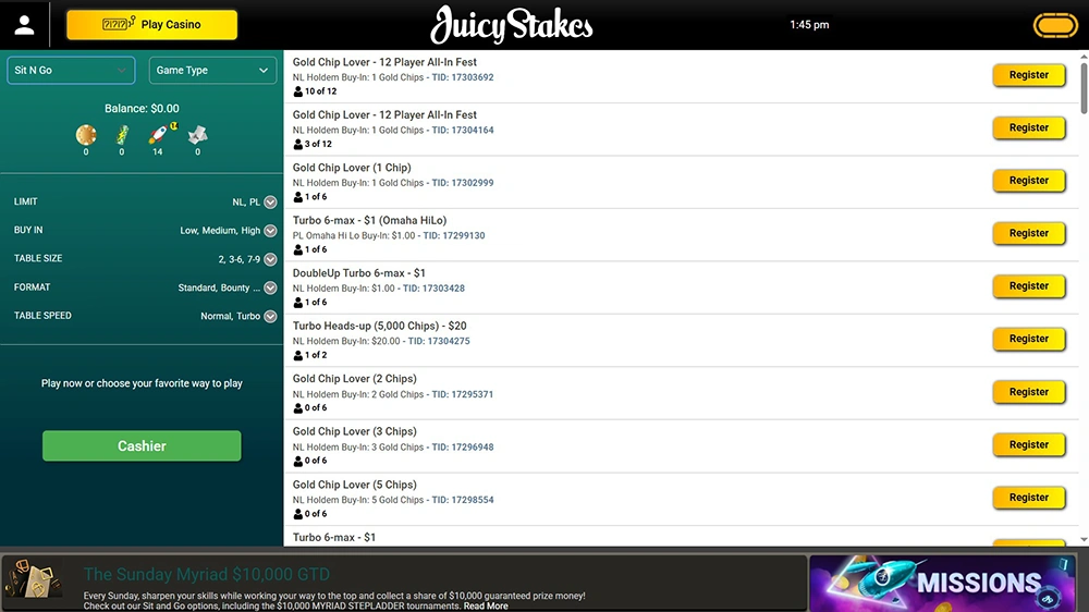 Juicy Stakes Poker Turniere