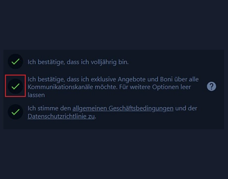 Kommunikationsoptionen auswählen (optional):