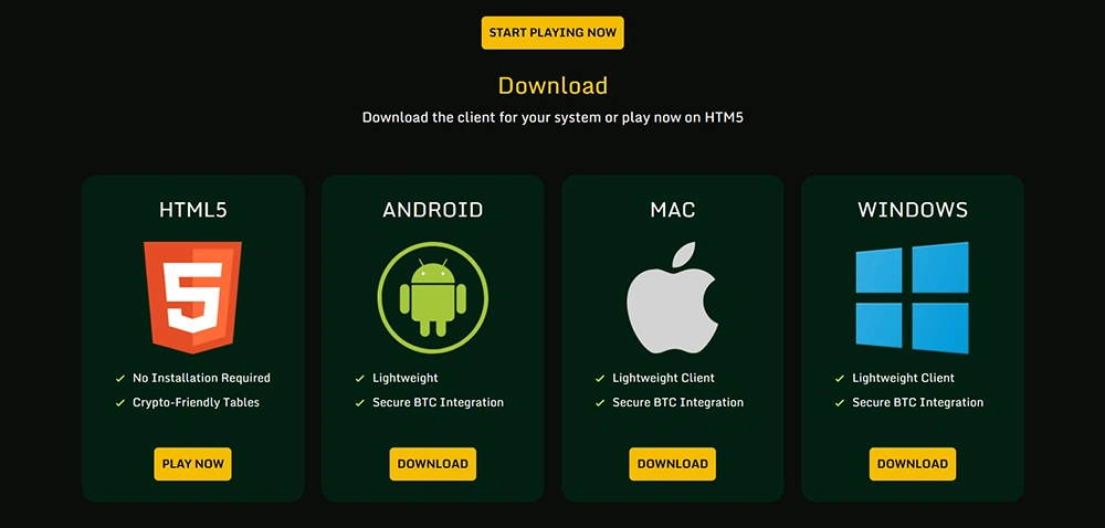 Download-Seite der Anwendung SwC Poker