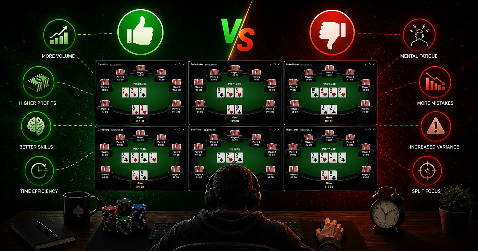 Pros und Contras von Multi-Tabling im Poker