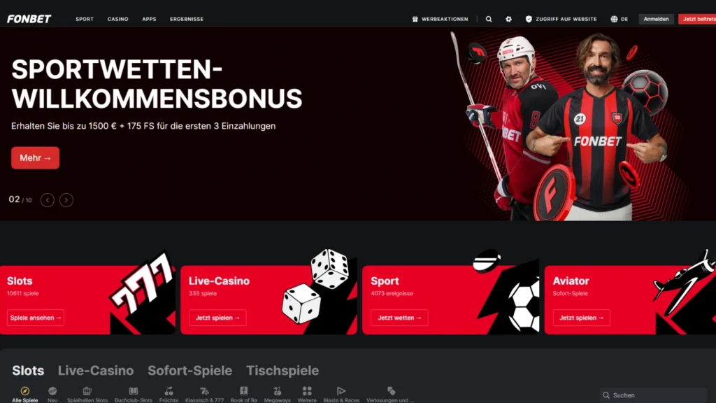 Fonbet lobby screenshot