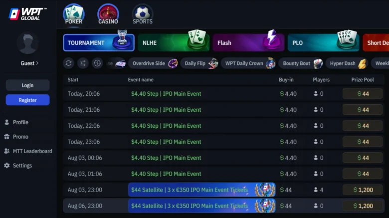 WPT Global IPO Satellite-Spielplan