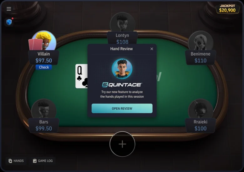 QuintAce-Handanalyse auf WPT Gold